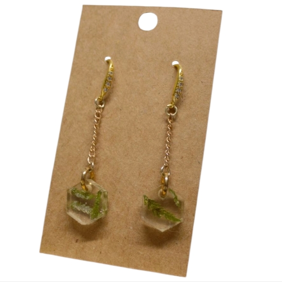 Handmade Jewelry - Handmade Elegant Gold Fern Drop Earrings -Hypoallergenic